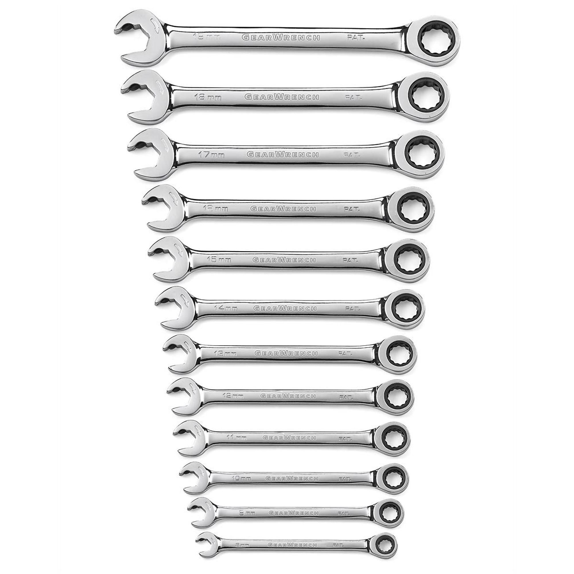 GearWrench 12-Piece Open End Ratcheting Metric Wrench Set — 72-Tooth, Alloy Steel, Model# KDT85597